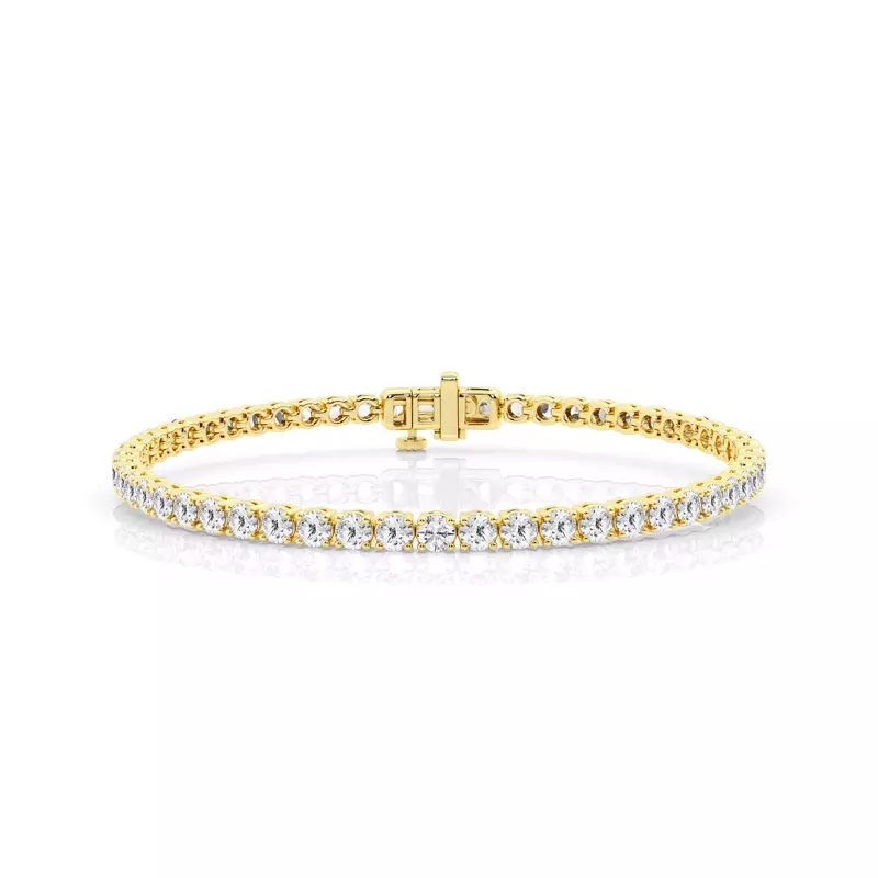 14K Yellow Gold Four-Prong Diamond Tennis Bracelet (4 ct tw)